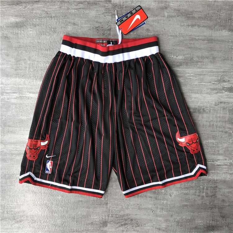 Men NBA Chicago Bulls Black Nike Shorts 0416